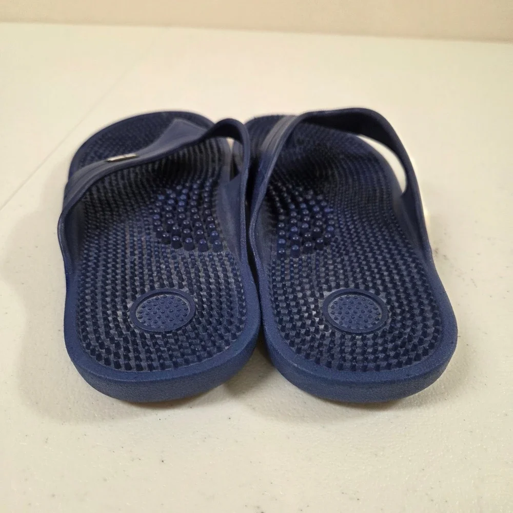 Goldtoe‎ Mens Navy Blue Massage Footbed Flip Flop Sandals YSL-01 Size Small